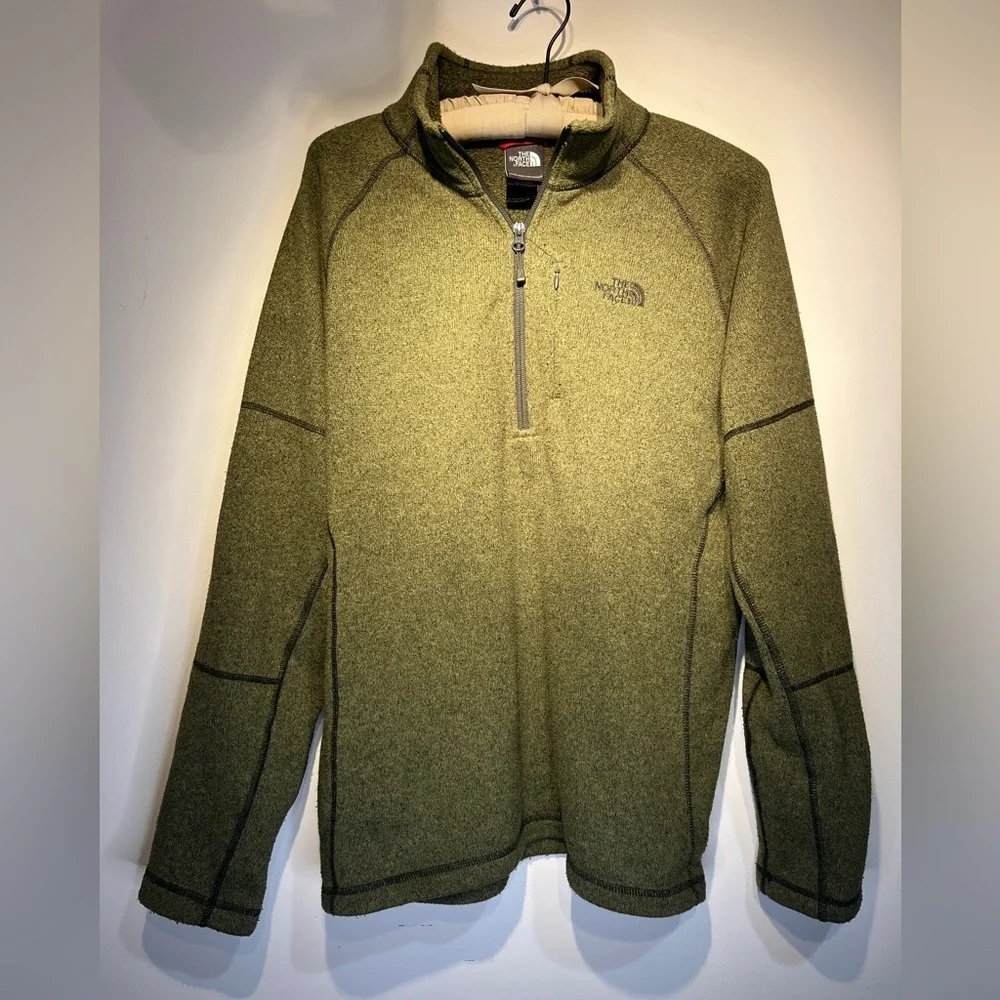 The North Face Quarter Zip Pullover Fleece Sweater Green Sz LG